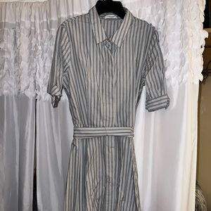 Grey and white striped Calvin Klein dress